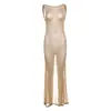 Vestido ajustado con espalda descubierta y tirantes divididos de color liso para mujer, novedad de verano 2024