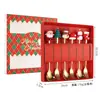 Juego de Cubiertos de Acero Inoxidable Cuchara y Tenedor Navideños Transfronterizos Papá Noel Árbol Cuchara de Postre Dibujos Animados Creativo Set de Regalo Navideño