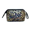 Moda Europeia e Americana Estampa de Leopardo Material de Mergulho Bolsa de Cosméticos Design de Nicho Bolsa para Batom e Cosméticos Bolsa de Higiene Pessoal Portátil para Viagem