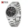 Ofns Reloj de Moda Más Vendido Transfronterizo Clásico para Hombre con Doble Calendario de Cuarzo Correa de Acero Luminosa Reloj de Cuarzo de Negocios para Hombres
