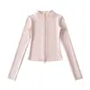Fabricante mayorista de ropa para mujer transfronteriza 2026 cárdigan térmico de ajuste slim con cuello alto y cremallera y conjunto de pantalones de microcampana hasta el suelo