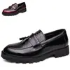 Zapatos de Hombre Nuevos de Primavera 2021 con Suela Gruesa para Aumentar la Altura, Zapatos de Cuero para Negocios, Zapatos de Cuero Pulido Modernos sin Cordones para Hombre, Talla Grande