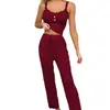 Pijama Casual Transfronterizo Más Vendido Camisola con Ribete de Encaje y Pantalón Largo Conjunto de Dos Piezas Sexy para Chicas Calientes Ropa de Casa para Mujer