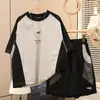 Conjunto Deportivo de Verano para Niños, Secado Rápido, Bloques de Color, Moderno, Corte Holgado, Versátil, Conjunto Casual de Dos Piezas para Niños