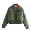 Ropa transfronteriza de otoño e invierno 2023 para mujer, chaqueta acolchada de algodón estilo militar europeo y americano, uniforme de béisbol, piloto suelto, entrega de una pieza
