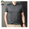Camisa polo masculina de manga curta sem costura e alta elasticidade, verão novo, casual, com lapela, camiseta masculina geração cabelo