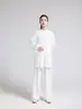 Uniforme Tai Chi y artes marciales de algodón y lino blanco, unisex, top de práctica y actuación primavera/verano