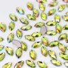 Rhinestones Acrílicos Cor Ab Olho de Cavalo 4*8mm com Fundo Plano para Decoração de Joias, Maquiagem Facial, Adesivos de Sobrancelha, Materiais DIY