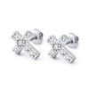 Pendientes de Cruz Mini Incrustados con Diamantes, Chapados en Oro, Sencillos y Creativos, con un Diseño Compacto, Adecuados para Lóbulos Pequeños y Cartílago