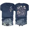 Comercio Exterior Comercio Electrónico Transfronterizo Estación Independiente Amazon Amazon Día del Maestro Nuevo Estampado de Flores Algodón de Colores Camiseta para Mujer