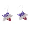 Pendientes Largos de Estrella de Cinco Puntas Completamente Incrustados de Diamantes para el Día de la Independencia Americana, Más Vendidos de Amazon, Pendientes con Gancho para la Oreja Europeos y Americanos Transfronterizos con Pedrería