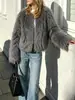 Amazon transfronterizo estilo callejero europeo y americano popular abrigo corto de felpa para mujer top esponjoso de borrego sintético