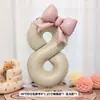 Balão de Filme de Alumínio com Laço Digital Cor Chá de Leite Rosa 40 polegadas Decoração Arranjo Festa de Aniversário de Bebê Fundo