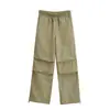 Verano 2024 Nuevo Estilo Americano Casual Holgado Peto Secado Rápido Pierna Recta Pierna Ancha Pantalones de Moda para Mujer Pantalones Paracaídas