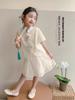 Traje de estilo nacional de primavera y verano para niñas, estilo occidental, nuevo conjunto de dos piezas de manga corta chino para niñas, vestido informal de verano fino y a la moda para niñas.