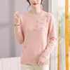 Tricô Novo de Outono da Mamãe para Mulheres de Meia-Idade e Idosas, Camada de Base Elegante, Suéter Fashion com Gola Redonda, Peça de Tricô da Moda para Outono e Inverno