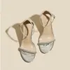 Sandalias elegantes y sexys con suela gruesa y pedrería para mujer, nueva versión coreana de verano 2026, tacones de aguja plateados con correa