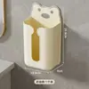 Caja de pañuelos de pared de dibujos animados transparente para baño del hogar, no requiere taladro, caja de almacenamiento de diseño de oso de lujo para rollos de papel