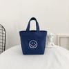 Bolsa de Lona Estilo Ins Menina Simples Preguiçosa Fresca Rosto Sorridente Estudante Publicidade Pequena Bolsa de Mão Gola Conjunto de Mão Acompanhante logo