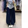 Calça Feminina de Linho Rosa Wide-Leg Verão 2026 Fina Cintura Alta Emagrecimento Caimento Solta Casual Estilo Preguiçoso Calça Reta