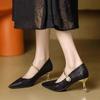 Tacones Altos Elegantes y Cómodos Mary Jane sin Cordones con Punta Aguda, Nuevo Estilo Francés y Chino 2025