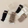 Nuevos Calcetines hasta la pantorrilla para Niñas, Calentadores de Piernas Cálidos de Otoño e Invierno con Moño, Calcetines Gruesos de Punto, Calcetines Holgados