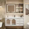 Lavabo pastoral simple estilo francés y combinación de mueble de baño, mueble de lavabo de baño integrado