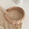 Faixa de cabeça de tricô retrô estilo francês para mulheres, simples e moderna, cor sólida, de aba larga, faixa de cabeça para pressionar o cabelo, acessório de cabeça de tricô pastoral