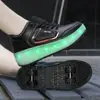 Novos sapatos de caminhada de quatro rodas, sapatos de patinação infantil, tênis luminosos recarregáveis de roda dupla, sapatos de patinação para estudantes