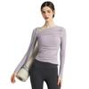 Moda Yoga Outono 2025 Design de Alto Padrão Tops Esportivos de Manga Longa com Bojo Efeito Emagrecedor Roupas de Treino para Mulheres