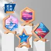 Madera Maciza Cristal Trofeo Personalizado Reunión Anual Empleado Destacado Equipo Creativo Madera Premio Medalla Souvenir Producción