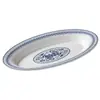 Prato de Louça de Melamina Xiangyuanmei Prato para Peixe Grelhado Oval Azul e Branco Comercial Prato de Guarnição Comercial para Hotel Restaurante Cozinha