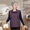 Colete Fino de Primavera e Outono para Avós, Colete com Zíper para Mães, Blusa Fashionável Solta Plus Size para Mulheres de Meia-Idade e Idosas