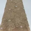 Tela de malla bordada con flor 3D y tela bordada con cuentas y perlas para vestidos de novia, vestidos de gala, vestidos, multicolor en stock