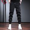 Pantalones de pana de otoño e invierno transfronterizos para hombre con forro polar, pantalones casuales para hombre, negros, modernos, holgados, de talla grande, pantalones cónicos