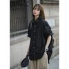 Camisa branca de manga curta para meninos verão fino japonês casual camisa de trabalho na moda marca solta casais jaqueta all-match