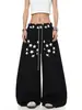 Directo del fabricante: Pantalones de chándal estilo americano, diseño reversible, estampado de estrellas, pierna curva, unisex, corte holgado, pierna ancha para danza jazz