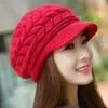Nuevo Gorro de Lana Tejido Estilo Coreano para Mujer Otoño e Invierno Forrado de Felpa Engrosado Cálido con Visera Gorro de Moda Versátil que Resalta el Rostro