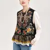 Jaqueta colete vintage de inspiração étnica estilo chinês novo, com bordado pesado modificado, para mães, com qualidade garantida e efeito rejuvenescedor.