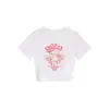Camiseta Feminina Manga Curta Gola Redonda Estilo Menina Picante Americana Estampa de Diabinho Cartoon Chegada Nova de Verão Top Curto Emagrecedor Feminino