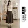 Saia de lã de antílope para mulheres, novo estilo coreano outono e inverno 2026, elegante e modeladora, corte reto, justa ao corpo, comprimento médio, saia abóbora