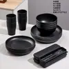 Amazon Juego de Vajilla de Plástico de Paja de Trigo - Tazones, Platos, Vasos, Cuchillos, Tenedores y Cucharas - Vajilla Portátil para Exteriores - Venta al por Mayor
