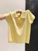 Camiseta de Punto de Manga Corta Estilo Coreano para Mujer 2026 Verano Nuevo Estilo Diseño de Cuello Polo Corte Ajustado Top