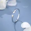 Anel de Abraço de Pata de Gato Fofo com Diamantes Cintilantes para Mulheres, Anel Aberto Simples Liso de Prata S925, Anel de Dedo Indicador Estilo Fresco