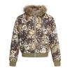 Moletom com Capuz e Zíper Y2K High Street Fashion Tendência Roupas Transfronteiriças para Casal Estampa de Camuflagem Caveira Gola de Pelo