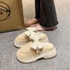 Zapatos Mary Jane con Lazo de Moda 2025 Otoño/Invierno Nuevos Zapatos Cerrados para Exteriores Zapatillas de Algodón Cálidas para Mujer