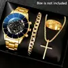 Set de Relojes Venta Directa de Fábrica, Reloj de Cuarzo de Cristal de Gama Alta para Hombre, Reloj para Hombre con Correa de Acero, Envío Directo de Una Pieza