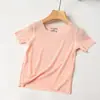 Camiseta infantil lisa de color sólido personalizable, ligera de manga corta, para niños y niñas, adecuada para el verano