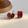 Pendientes de Aro Sencillos Frescos de Principios de Otoño Esmaltados en Forma de C Colores Caramelo Estilo Ins Corazón Girly Pendientes Elegantes para Mujer