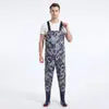 Macacão impermeável, conjunto de chuva de meio corpo, calça de chuva com botas de chuva, calça de pesca de couro, conjunto de pesca masculino de corpo inteiro, design espessado para pesca em reservatório